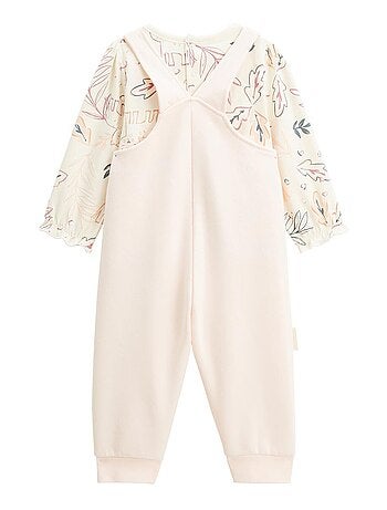 Ensemble salopette bébé en molleton et t-shirt matcha