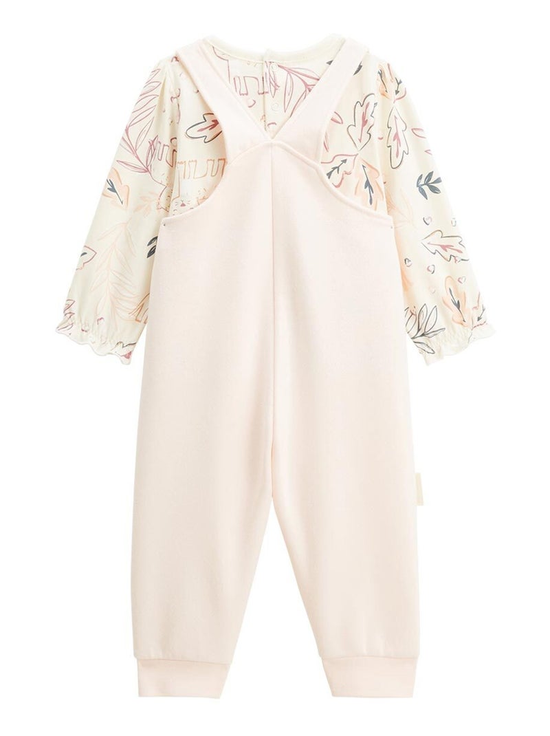 Ensemble salopette bébé en molleton et t-shirt Matcha Rose - Kiabi