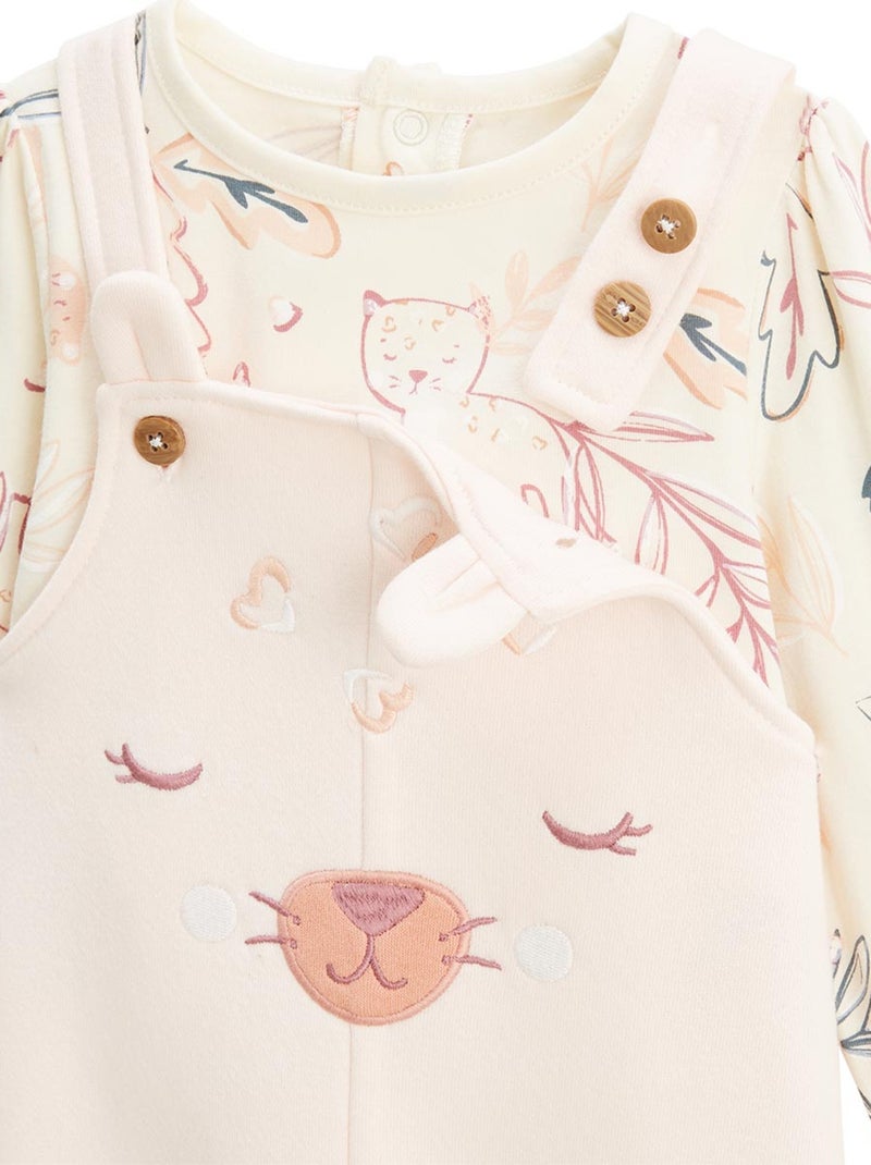 Ensemble salopette bébé en molleton et t-shirt Matcha Rose - Kiabi