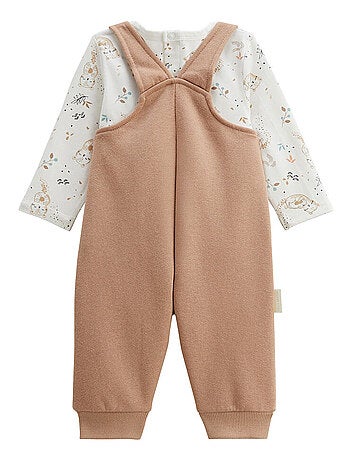 Ensemble salopette bébé en molleton et t-shirt Mini Loutre