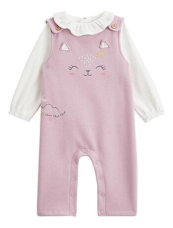 Ensemble salopette bébé en molleton et t-shirt Miss Chatchatchat