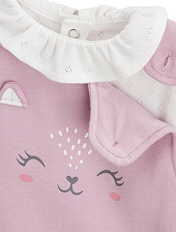 Ensemble salopette bébé en molleton et t-shirt Miss Chatchatchat