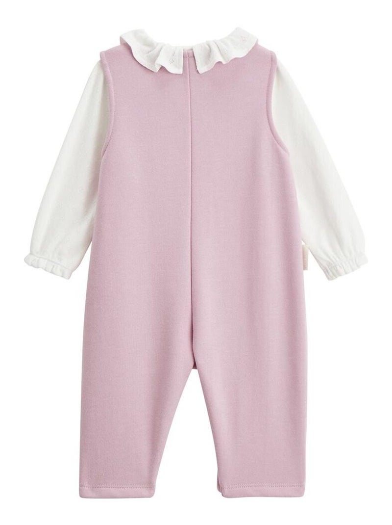 Ensemble salopette bébé en molleton et t-shirt Miss Chatchatchat Rose - Kiabi
