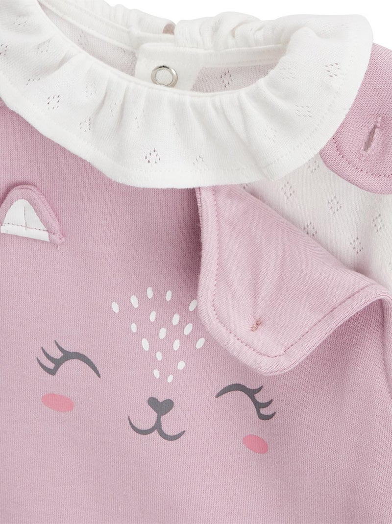 Ensemble salopette bébé en molleton et t-shirt Miss Chatchatchat Rose - Kiabi