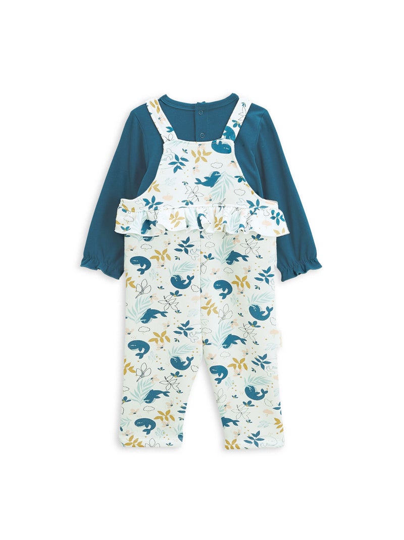 Ensemble salopette bébé en molleton et t-shirt Moana Ecru - Kiabi