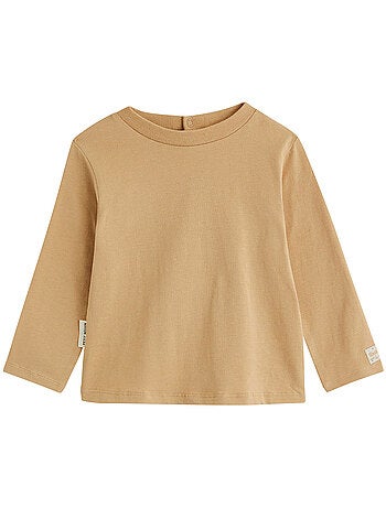 Ensemble salopette bébé en molleton et t-shirt moka
