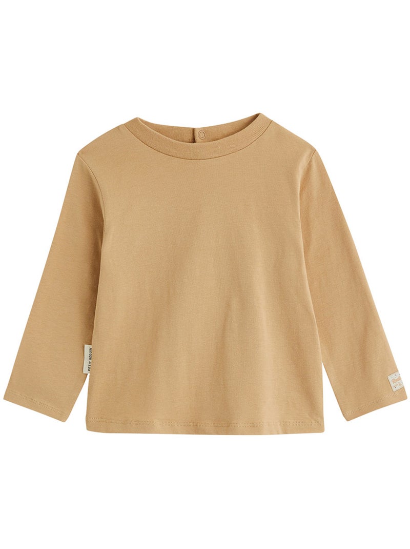 Ensemble salopette bébé en molleton et t-shirt moka Ecru - Kiabi