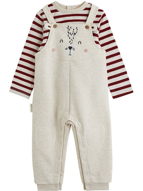 Ensemble salopette bébé en molleton et t-shirt pistache - Kiabi Ensemble salopette bébé en molleton et t-shirt pistache - Kiabi