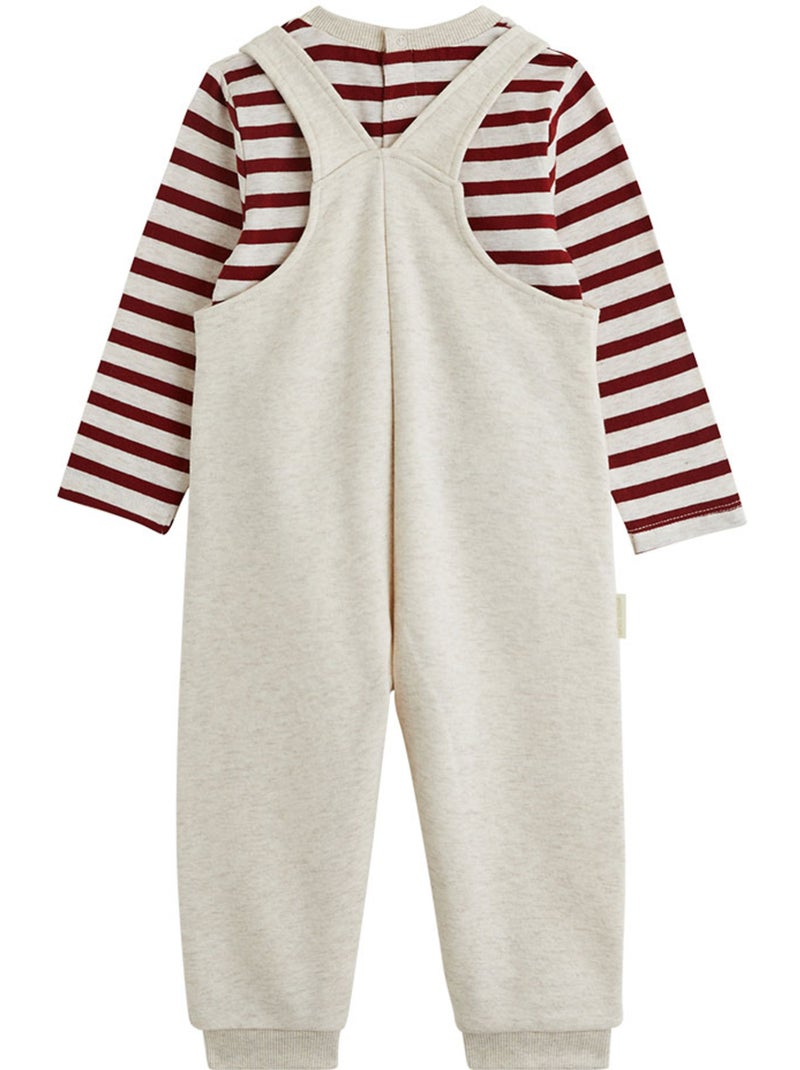Ensemble salopette bébé en molleton et t-shirt pistache Beige - Kiabi