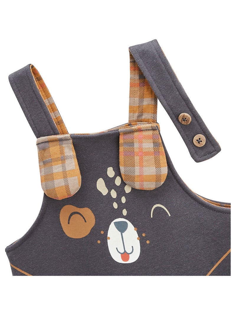 Ensemble salopette bébé en molleton et t-shirt Toutouyoutou Gris Gris - Kiabi