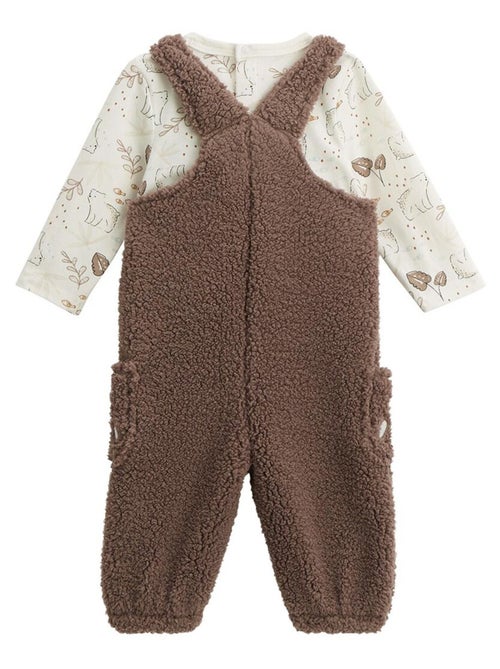Ensemble salopette bébé en sherpa et t-shirt Câlins - Kiabi