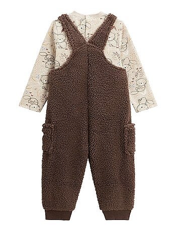 Ensemble salopette bébé en sherpa et t-shirt Cracotte