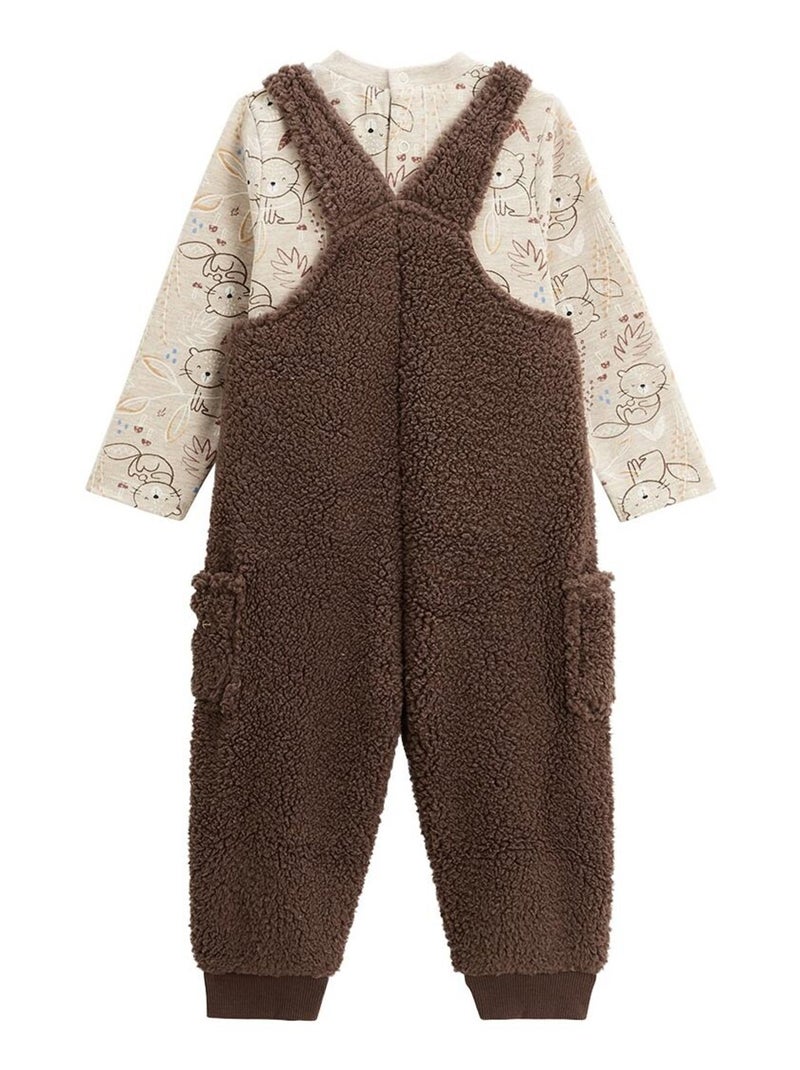 Ensemble salopette bébé en sherpa et t-shirt Cracotte Marron - Kiabi