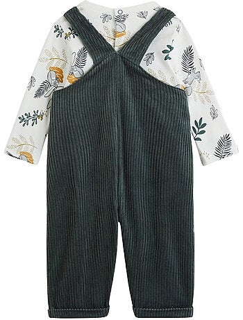 Ensemble salopette bébé en velours côtelé et t-shirt Elliott