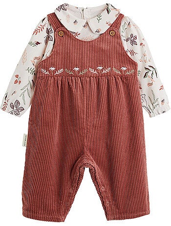 Ensemble salopette bébé en velours côtelé et t-shirt Evie