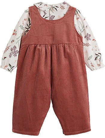 Ensemble salopette bébé en velours côtelé et t-shirt Evie