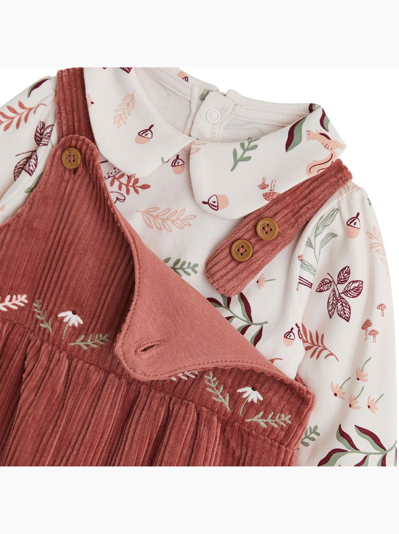Ensemble salopette bébé en velours côtelé et t-shirt Evie Rose - Kiabi