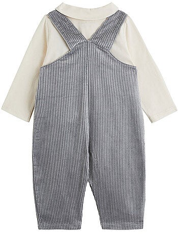 Ensemble salopette bébé en velours côtelé et t-shirt flocon