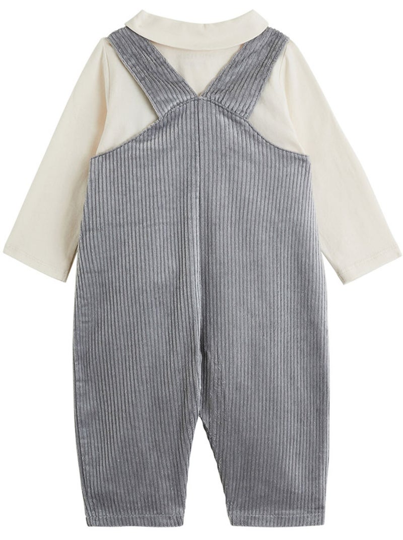 Ensemble salopette bébé en velours côtelé et t-shirt flocon Gris Gris - Kiabi
