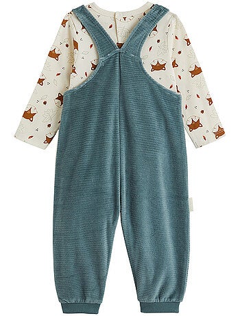 Ensemble salopette bébé en velours côtelé et t-shirt ginkgo