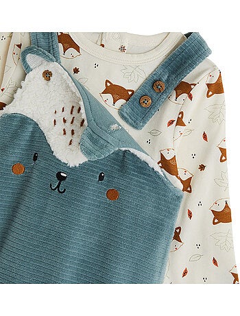 Ensemble salopette bébé en velours côtelé et t-shirt ginkgo