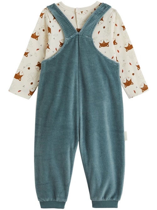 Ensemble salopette bébé en velours côtelé et t-shirt ginkgo - Kiabi