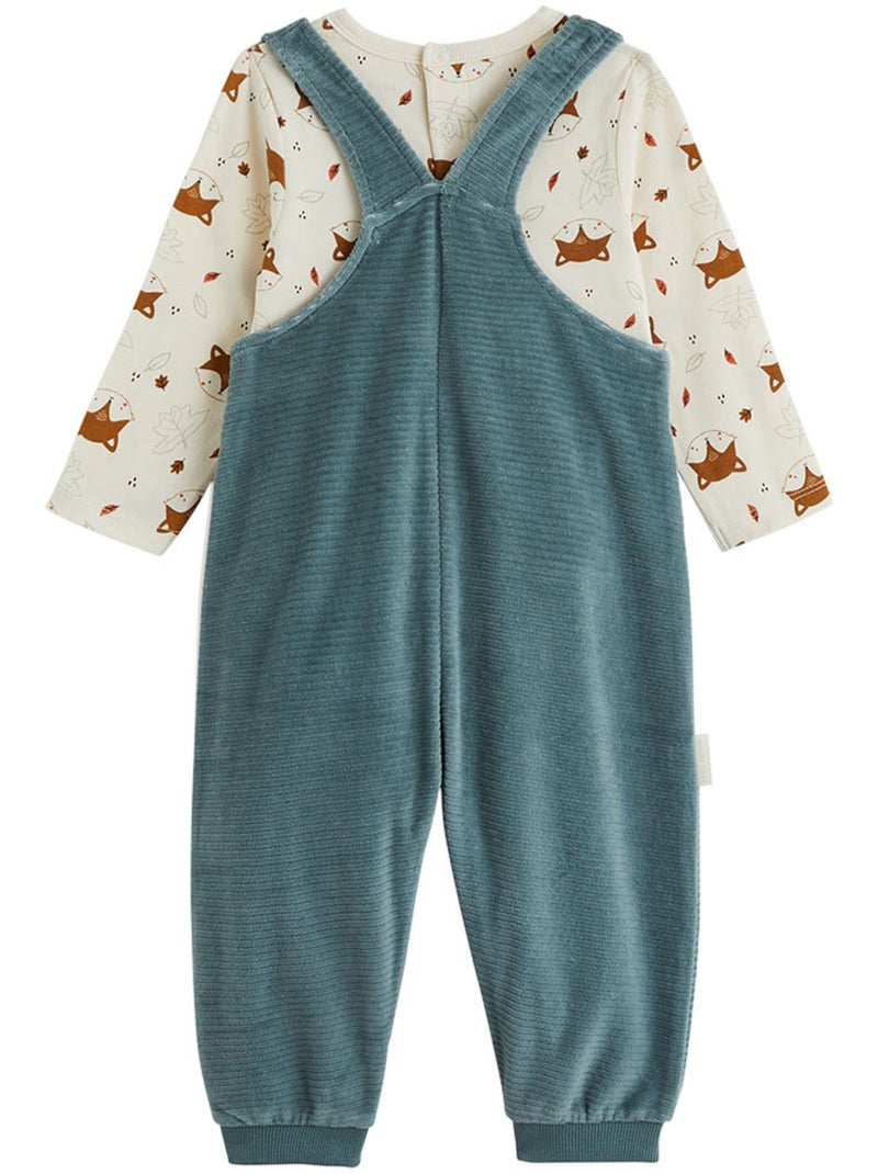 Ensemble salopette bébé en velours côtelé et t-shirt ginkgo Vert - Kiabi