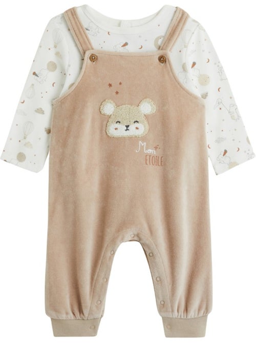 Ensemble salopette bébé en velours et t-shirt Eliah - Kiabi Ensemble salopette bébé en velours et t-shirt Eliah - Kiabi