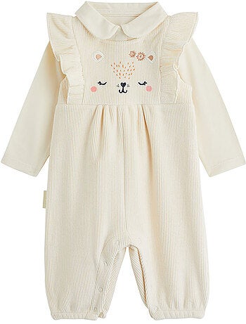 Ensemble salopette bébé en velours et t-shirt neige
