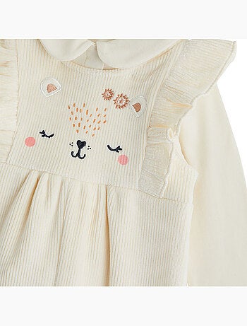 Ensemble salopette bébé en velours et t-shirt neige