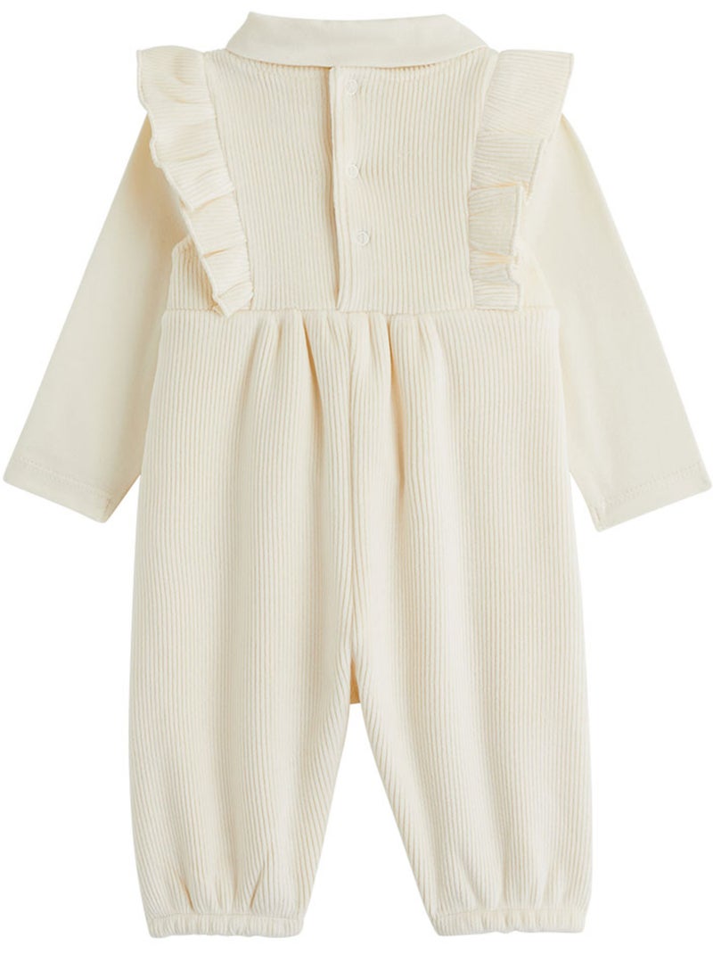 Ensemble salopette bébé en velours et t-shirt neige Ecru - Kiabi