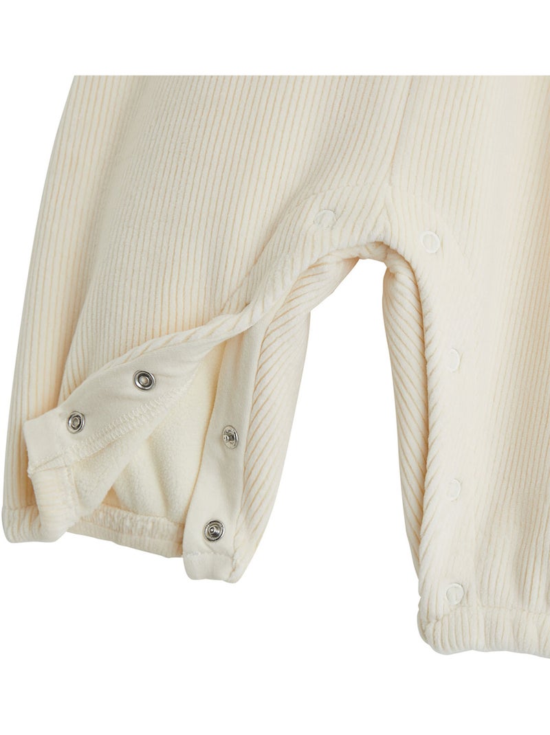 Ensemble salopette bébé en velours et t-shirt neige Ecru - Kiabi