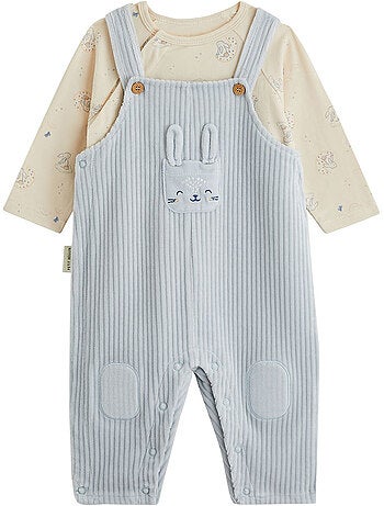 Ensemble salopette bébé en velours et t-shirt voix lactée