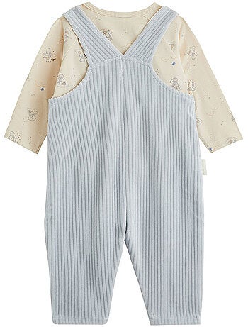 Ensemble salopette bébé en velours et t-shirt voix lactée