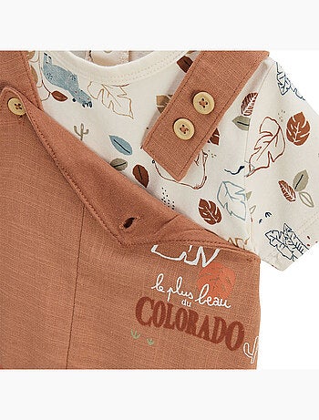 Ensemble salopette bébé esprit lin et t-shirt Kansas City