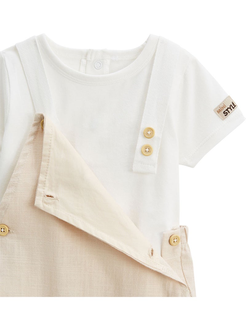 Ensemble salopette bébé et t-shirt Auguste Beige sable - Kiabi