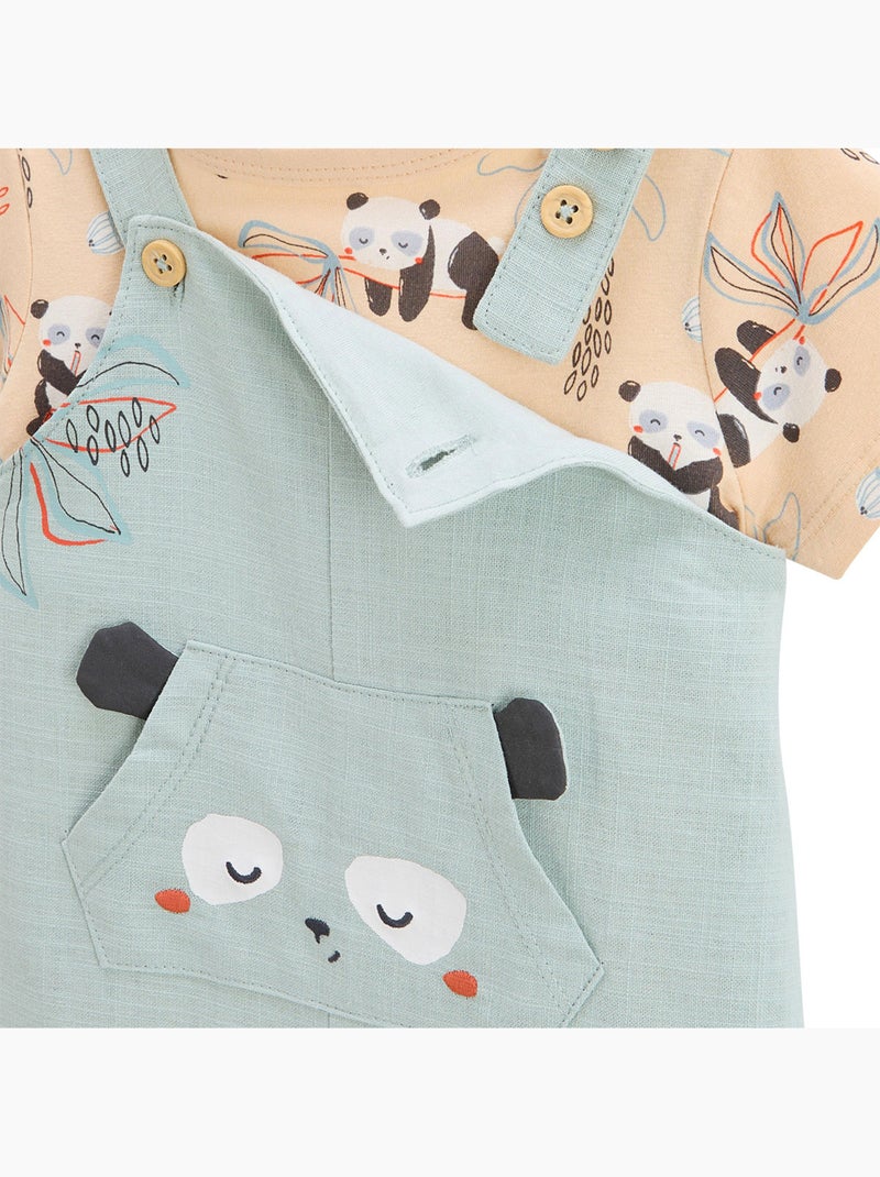 Ensemble salopette bébé et t-shirt Bento Vert - Kiabi