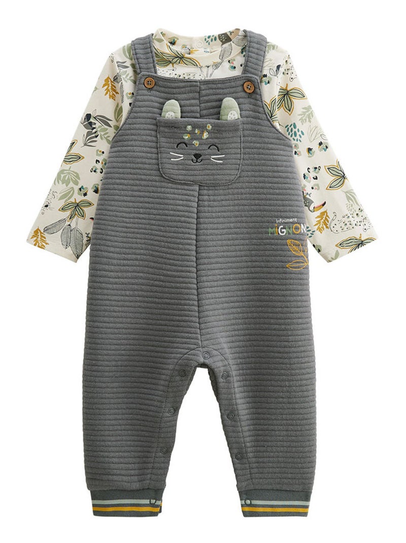 Ensemble salopette bébé et t-shirt Boavista Gris Gris - Kiabi