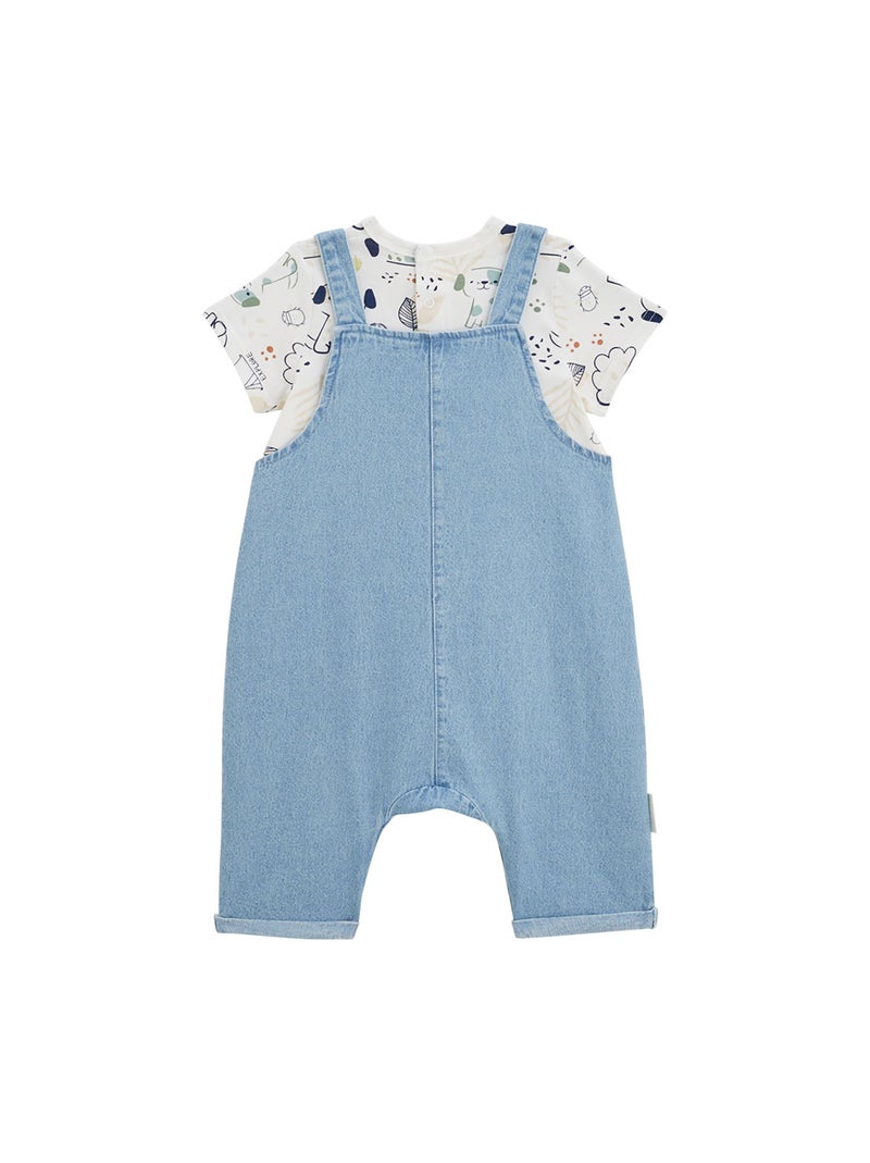 Ensemble salopette bébé et t-shirt Elliot Bleu - Kiabi