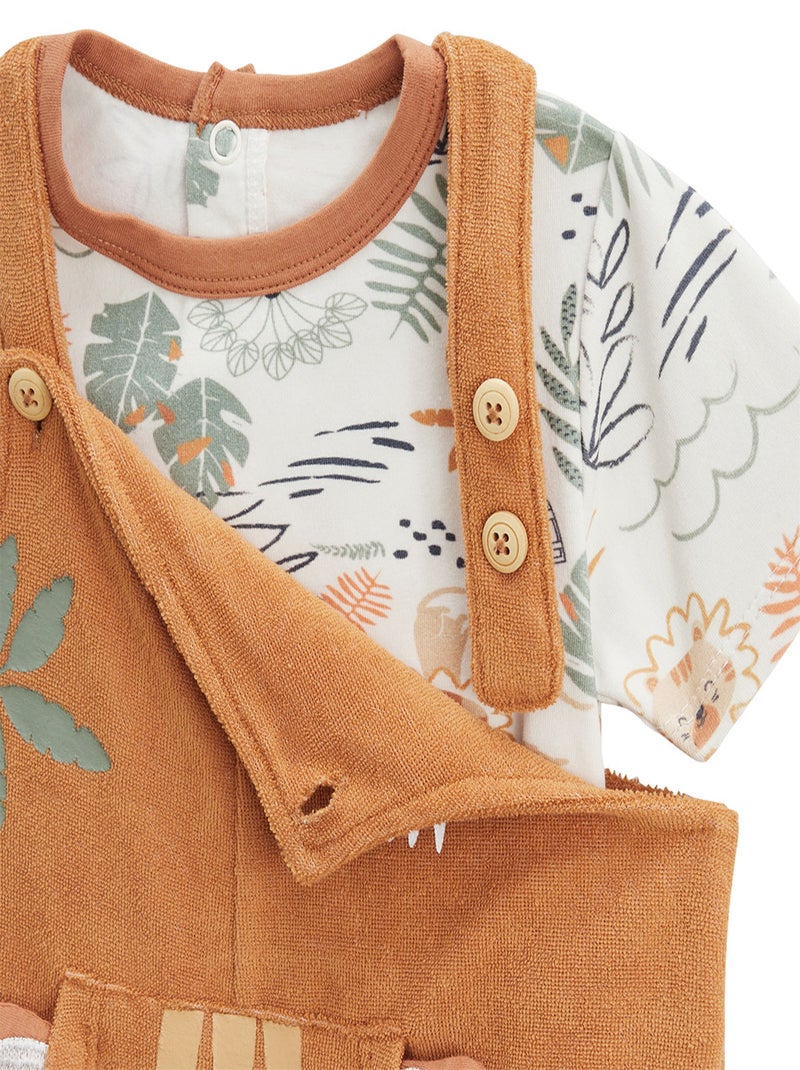 Ensemble salopette bébé et t-shirt en éponge Mio Camel - Kiabi