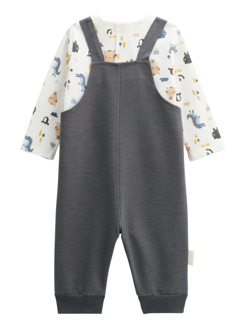Ensemble salopette bébé et t-shirt Little Funny Gris Gris - Kiabi