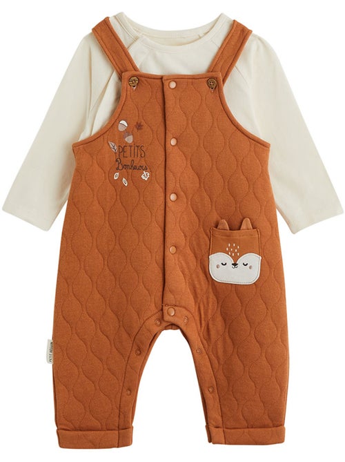 Ensemble salopette bébé matelassé et t-shirt caramel - Kiabi Ensemble salopette bébé matelassé et t-shirt caramel - Kiabi