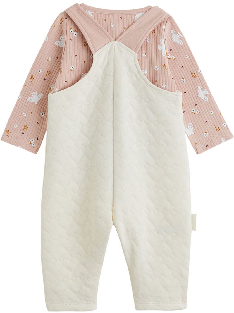 Ensemble salopette bébé matelassé et t-shirt miette Rose - Kiabi