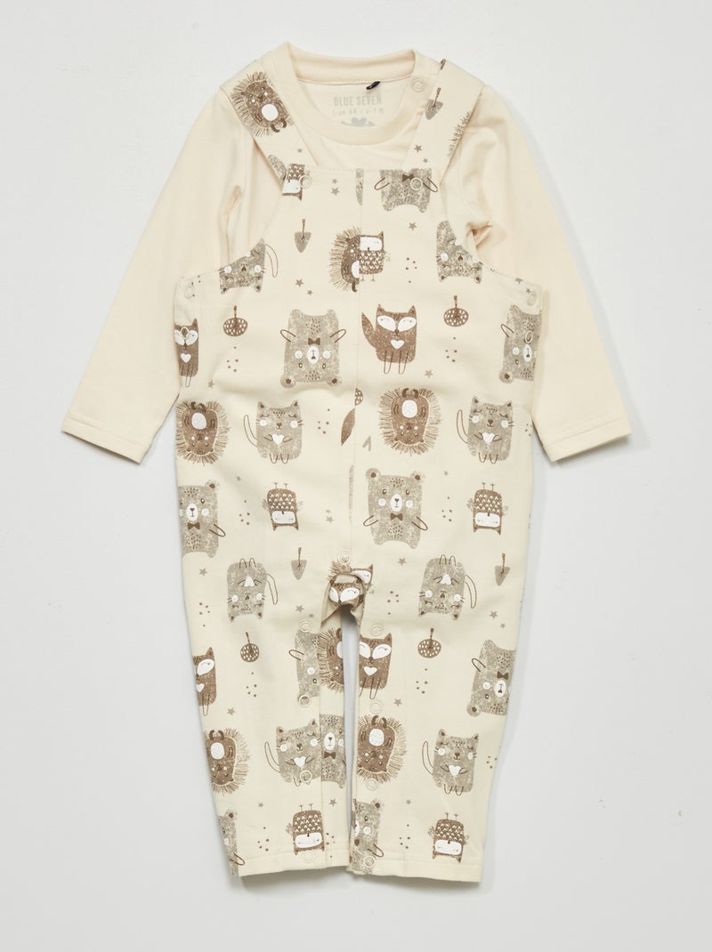Ensemble salopette + body - 2 pièces Beige - Kiabi