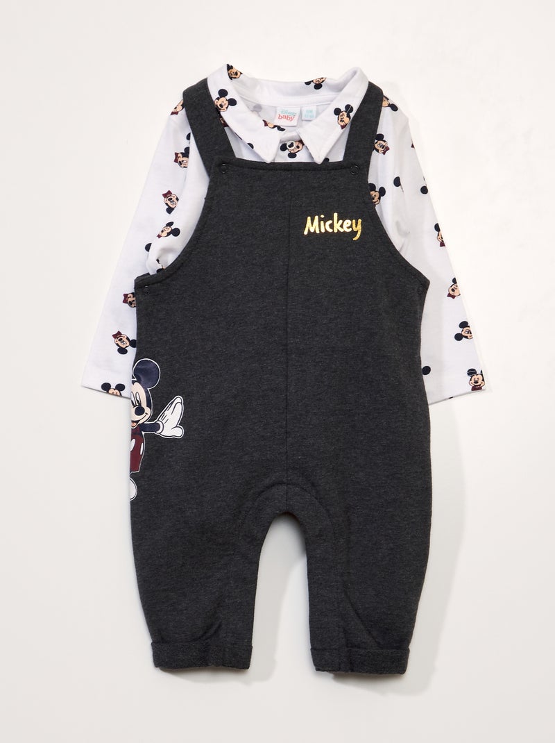 Ensemble salopette + body 'Mickey' 'Disney' noir/blanc - Kiabi