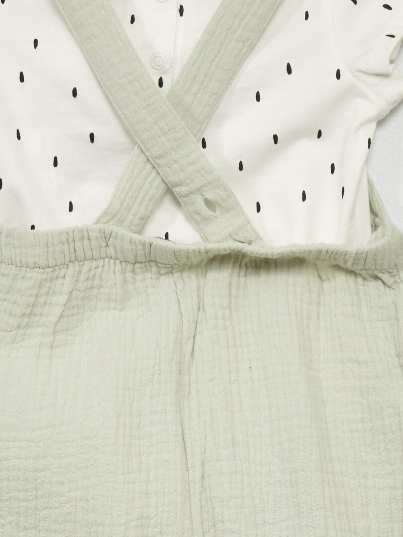 Ensemble salopette + body Vert - Kiabi