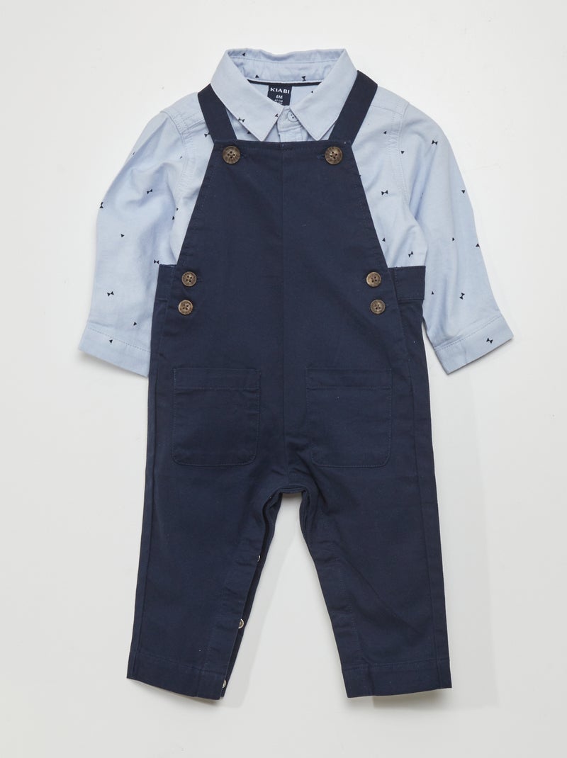 Ensemble salopette + chemise - 2 pièces Bleu - Kiabi