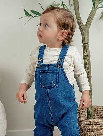 Ensemble salopette denim et t-shirt manches longues imprimé Noukie's