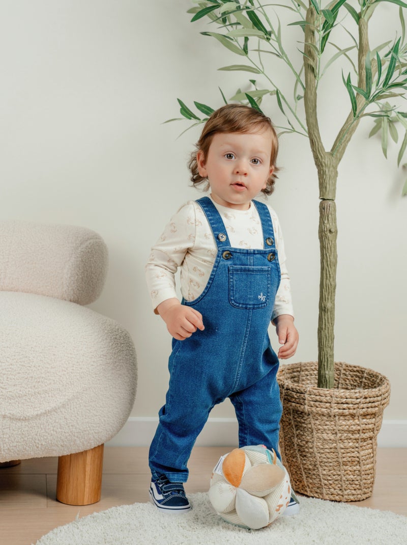 Ensemble salopette denim et t-shirt manches longues imprimé Noukie's Ecru - Kiabi