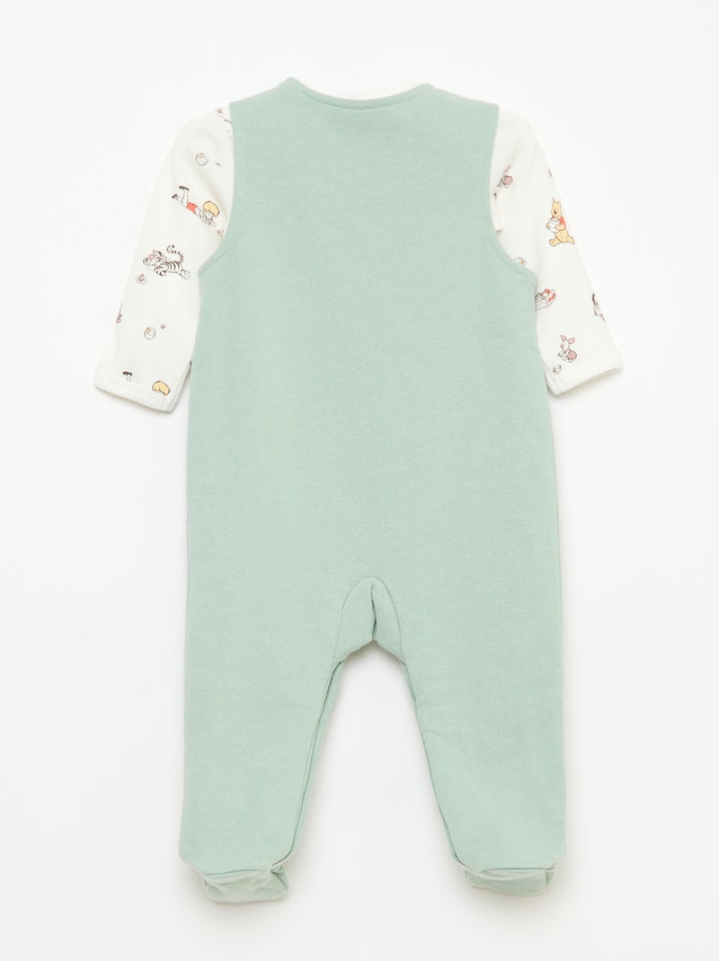 Ensemble salopette dors-bien + body manches longues 'Disney' Vert - Kiabi